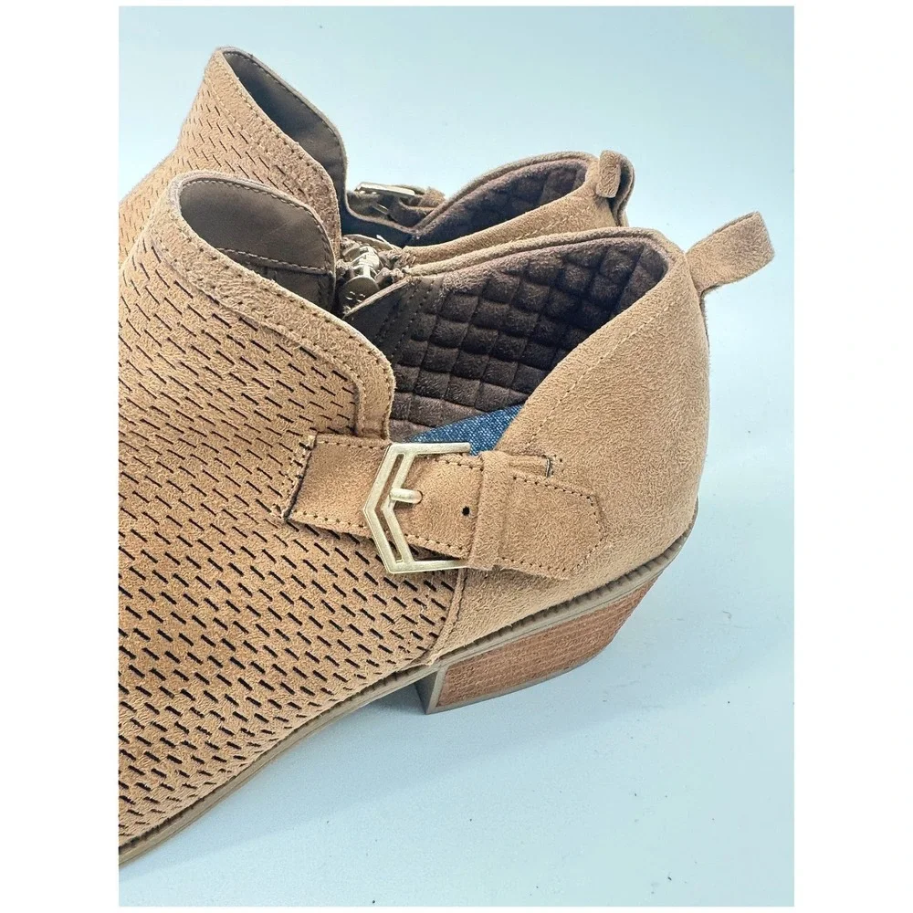 Dr Scholls Ankle Boots Womens 8.5 Brown Perforated Cutout Comfort Booties